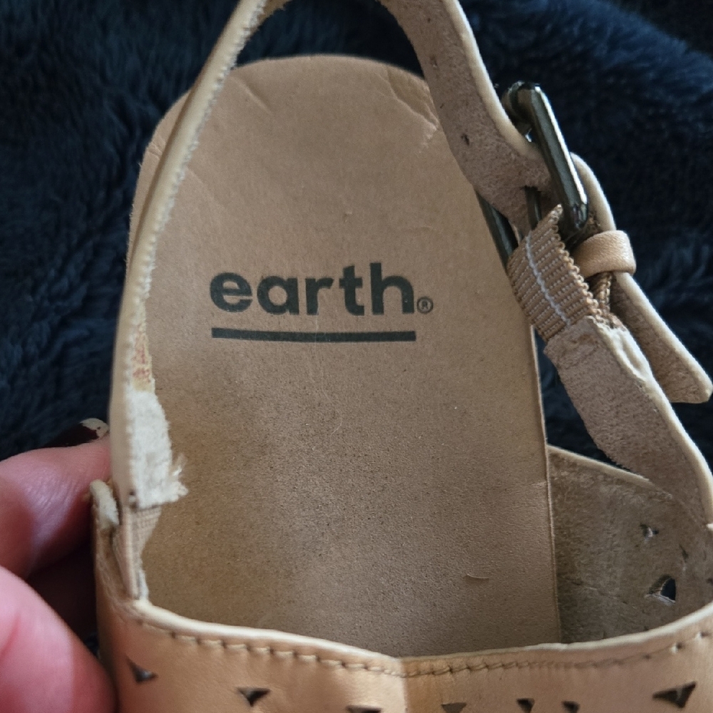 Earth Tan Sandals with Perforated Design and Ankle Strap - Picture 5 of 15